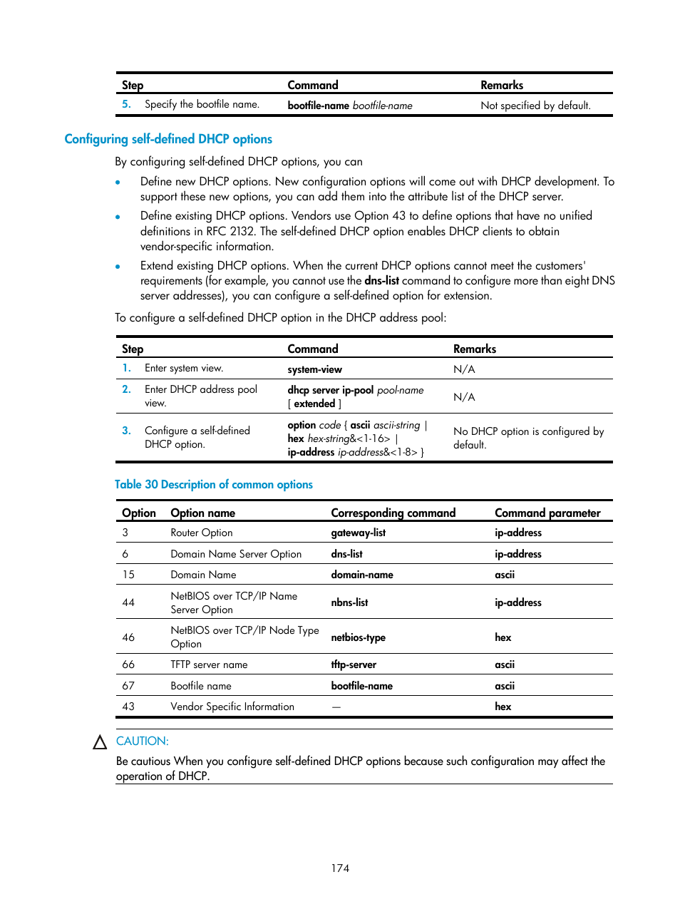 Configuring self-defined dhcp options | H3C Technologies H3C SecPath F1000-E User Manual | Page 199 / 967