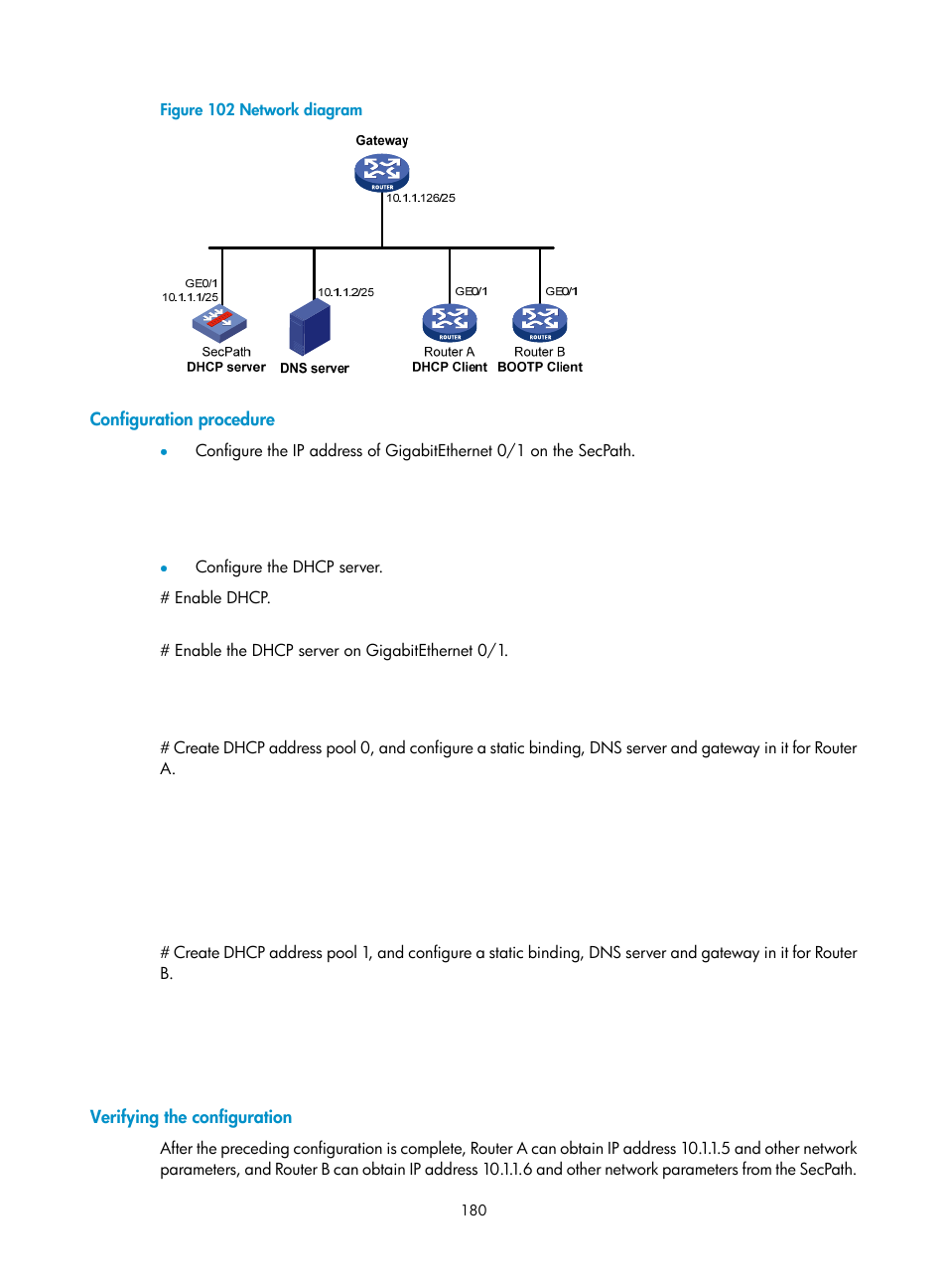 Configuration procedure, Verifying the configuration | H3C Technologies H3C SecPath F1000-E User Manual | Page 205 / 967