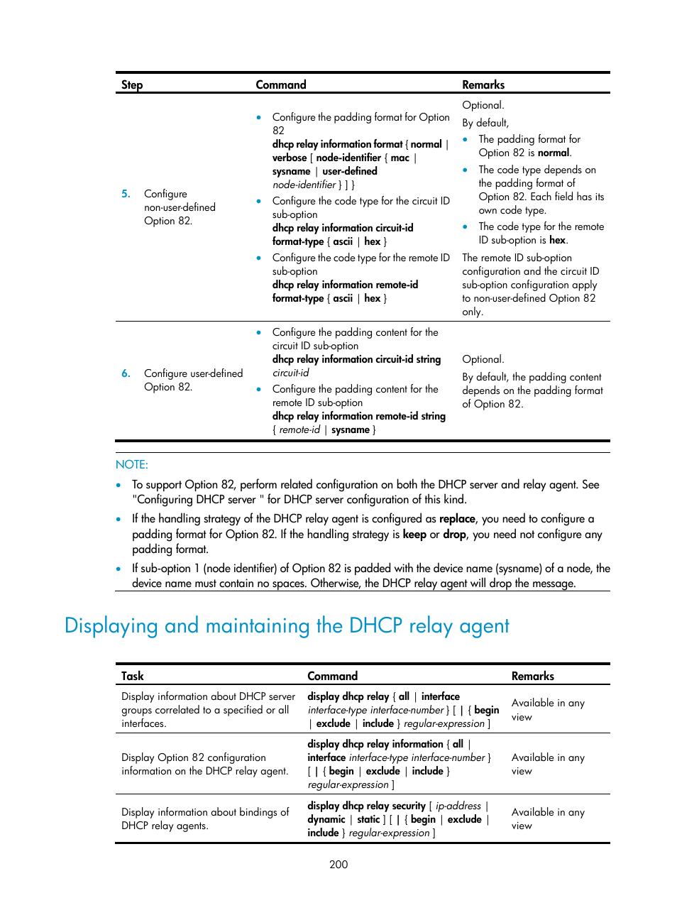 Displaying and maintaining the dhcp relay agent | H3C Technologies H3C SecPath F1000-E User Manual | Page 225 / 967