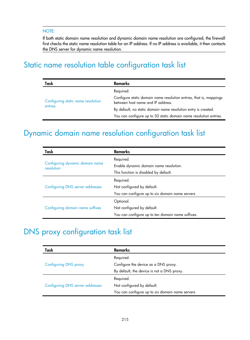 Dns proxy configuration task list | H3C Technologies H3C SecPath F1000-E User Manual | Page 240 / 967