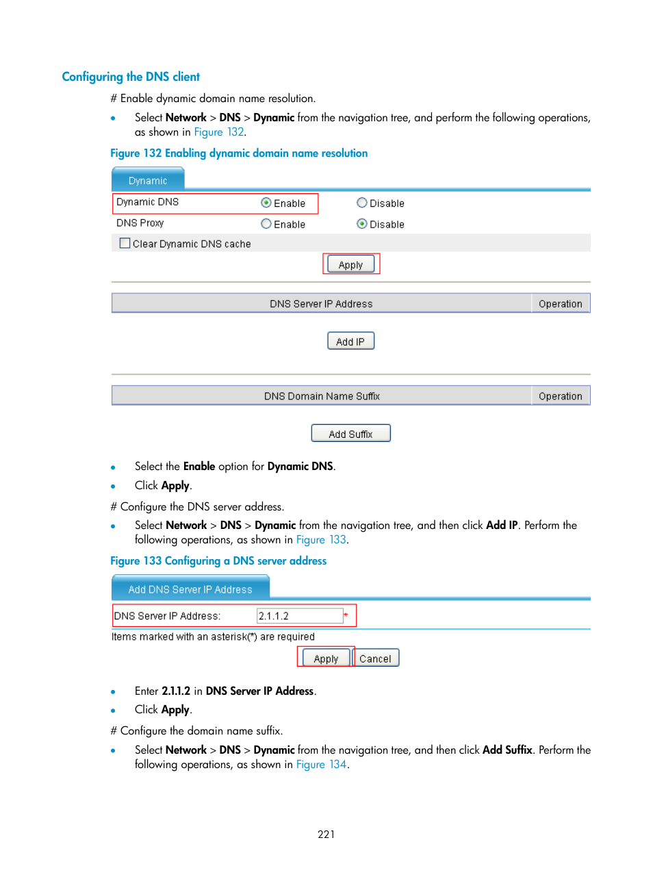 Configuring the dns client | H3C Technologies H3C SecPath F1000-E User Manual | Page 246 / 967