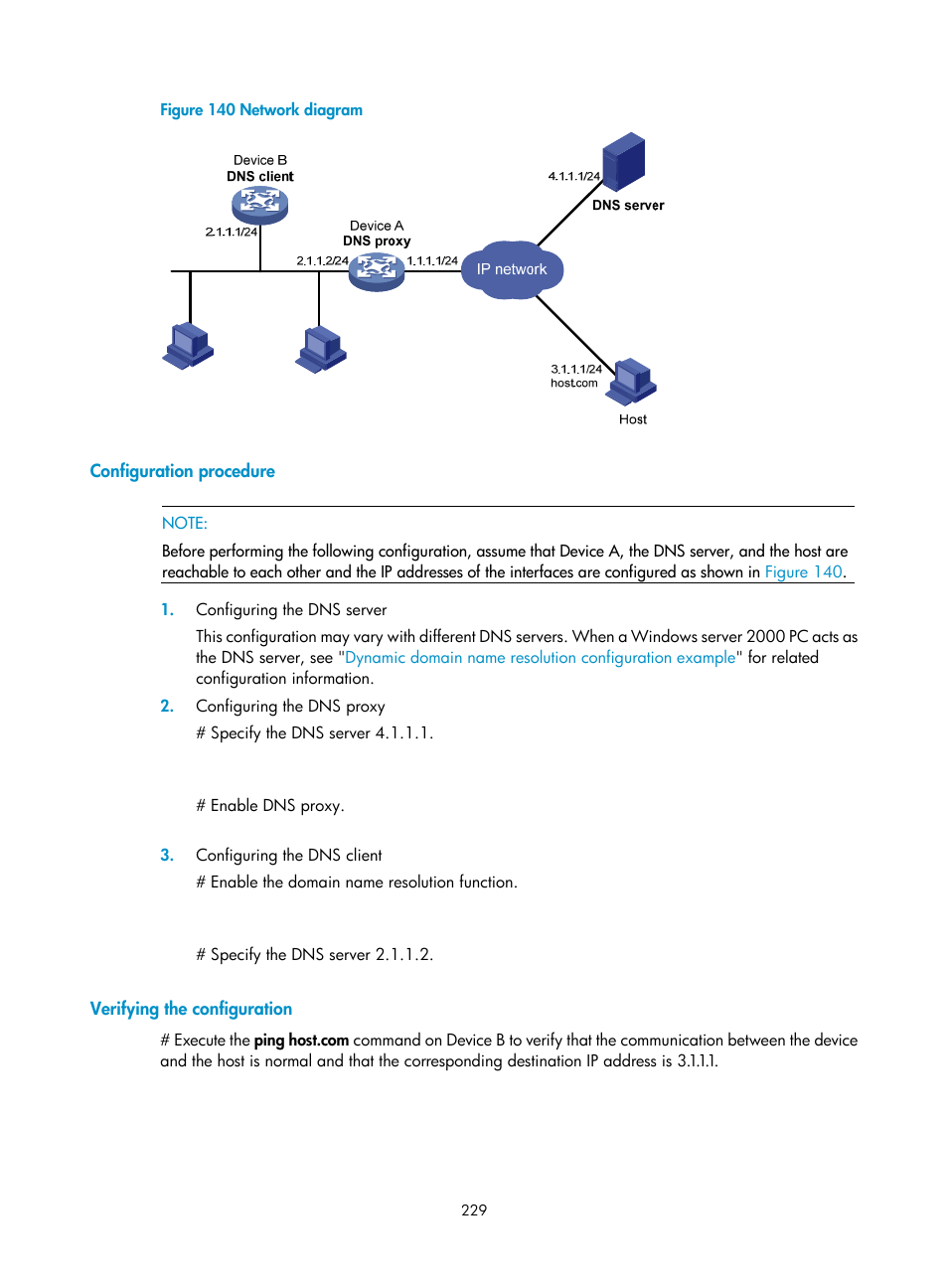 Configuration procedure, Verifying the configuration | H3C Technologies H3C SecPath F1000-E User Manual | Page 254 / 967