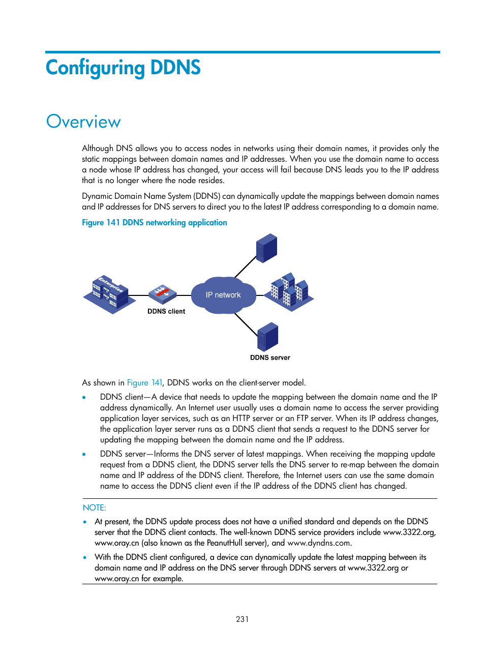 Configuring ddns, Overview | H3C Technologies H3C SecPath F1000-E User Manual | Page 256 / 967