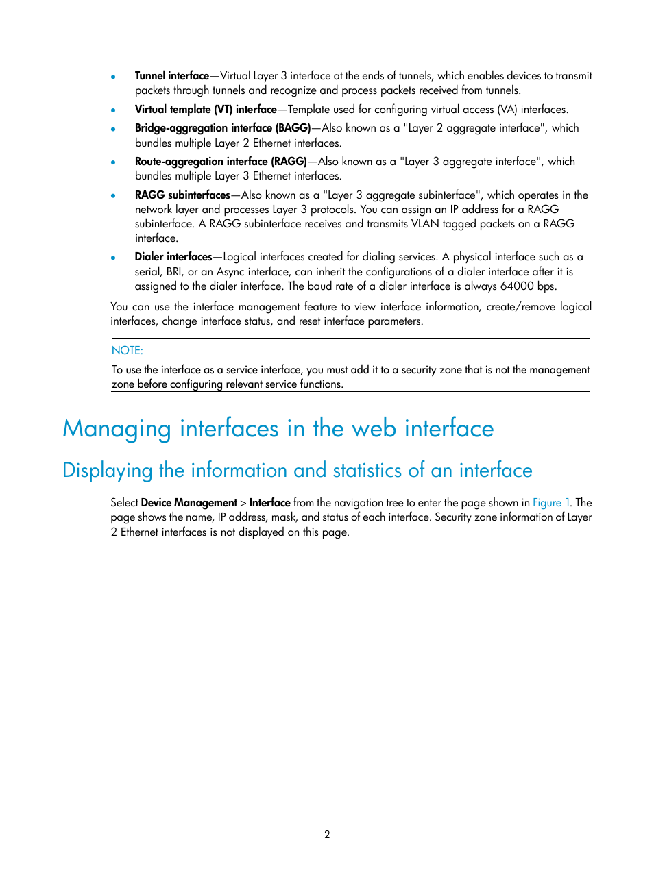 Managing interfaces in the web interface | H3C Technologies H3C SecPath F1000-E User Manual | Page 27 / 967