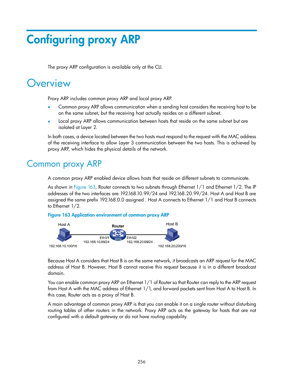 Configuring proxy arp, Overview, Common proxy arp | H3C Technologies H3C SecPath F1000-E User Manual | Page 281 / 967