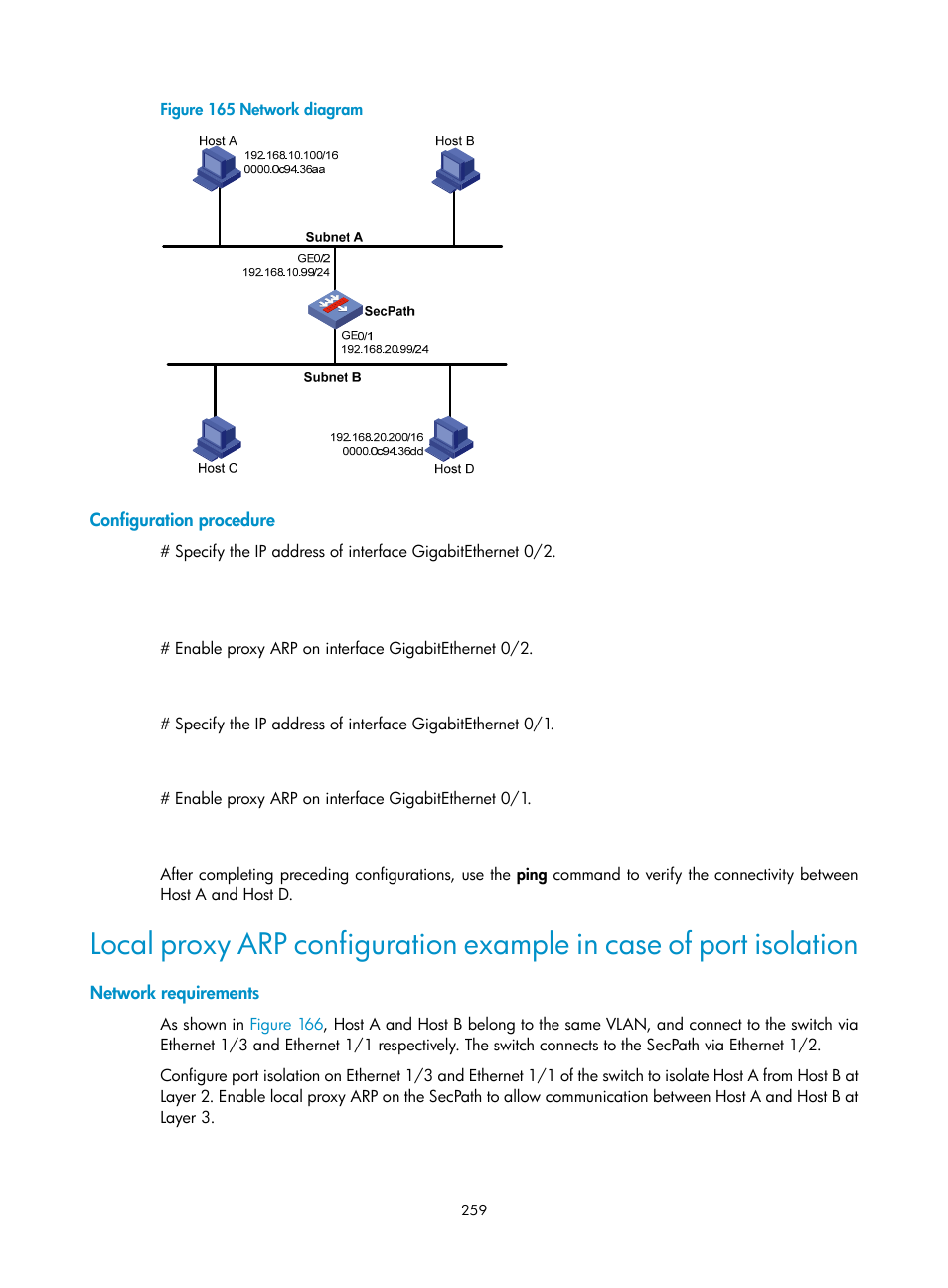 Configuration procedure, Network requirements | H3C Technologies H3C SecPath F1000-E User Manual | Page 284 / 967