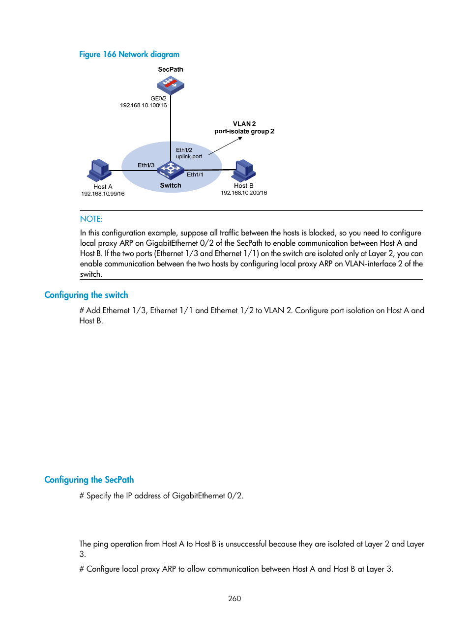 Configuring the switch, Configuring the secpath | H3C Technologies H3C SecPath F1000-E User Manual | Page 285 / 967