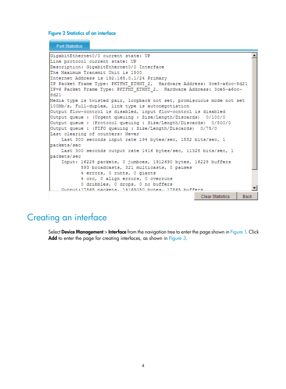 Creating an interface | H3C Technologies H3C SecPath F1000-E User Manual | Page 29 / 967