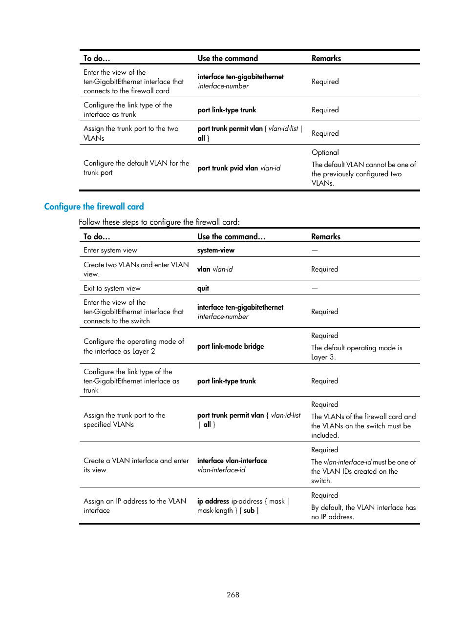 Configure the firewall card | H3C Technologies H3C SecPath F1000-E User Manual | Page 293 / 967