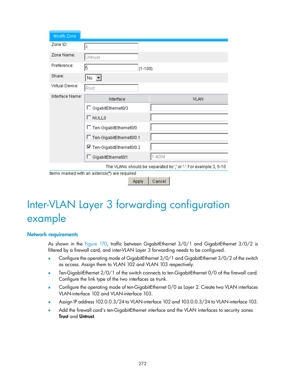 Network requirements | H3C Technologies H3C SecPath F1000-E User Manual | Page 297 / 967