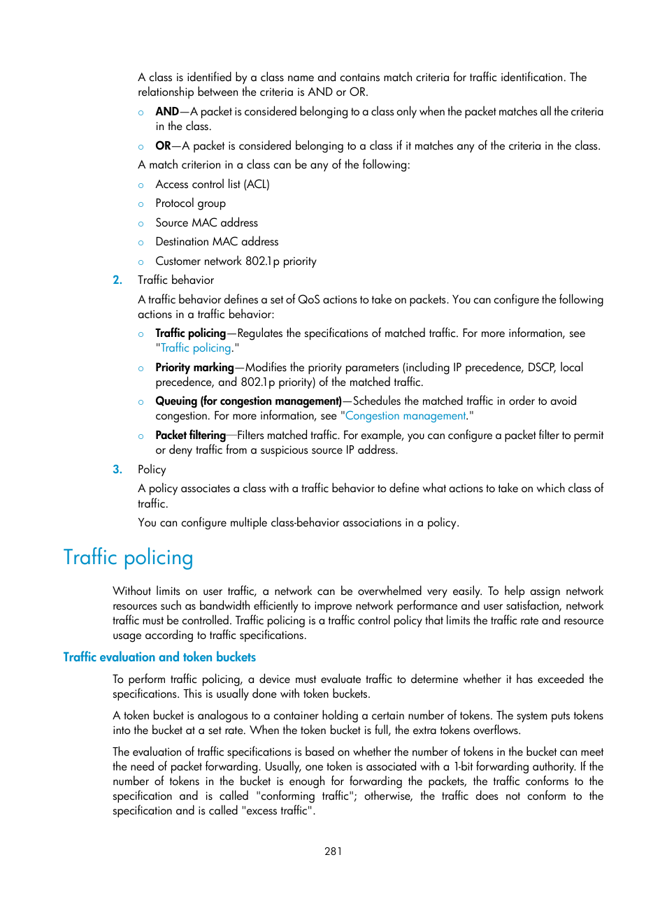 Traffic policing, Traffic evaluation and token buckets | H3C Technologies H3C SecPath F1000-E User Manual | Page 306 / 967