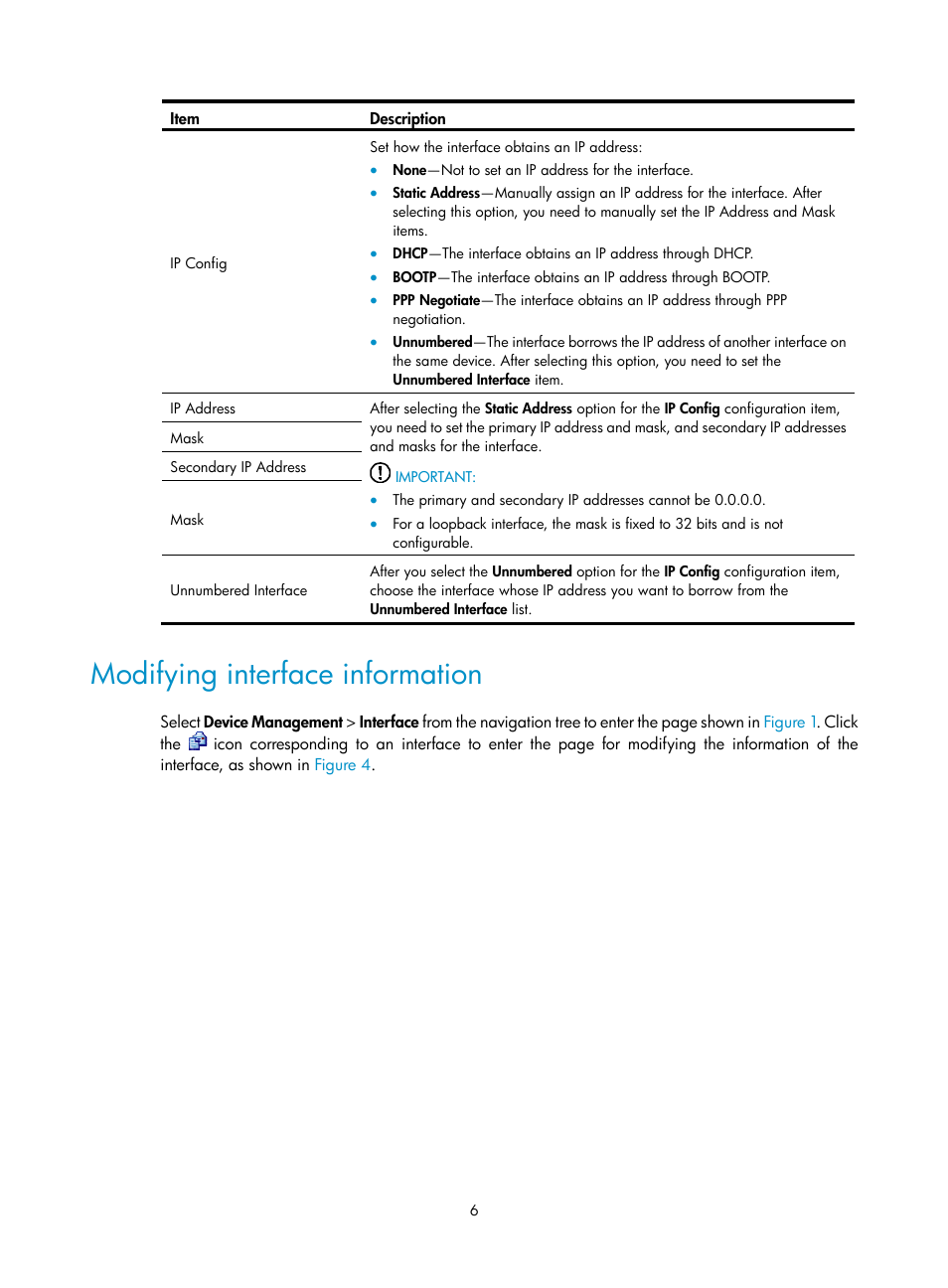 Modifying interface information | H3C Technologies H3C SecPath F1000-E User Manual | Page 31 / 967