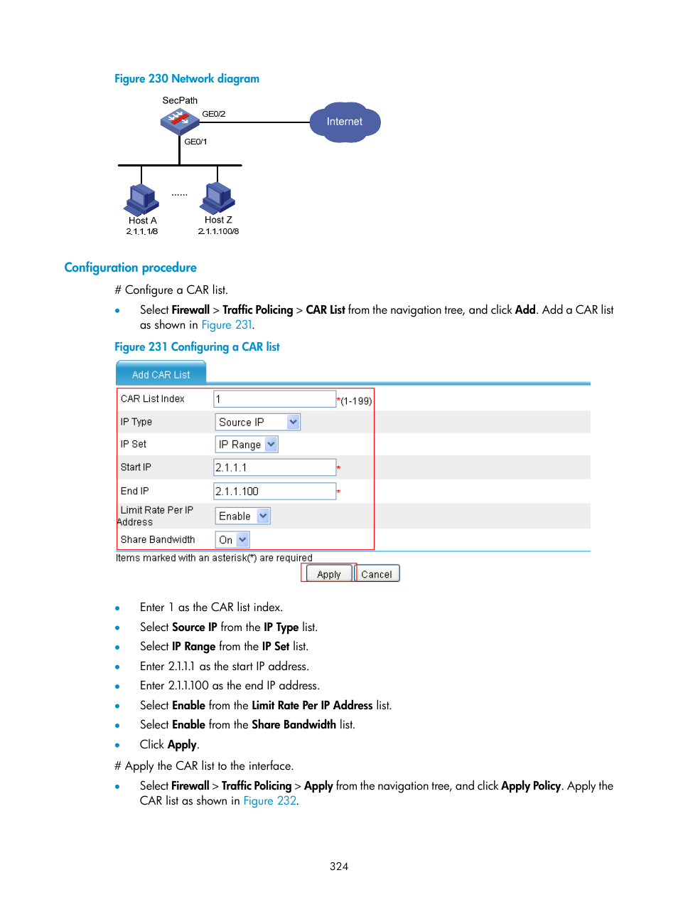 Configuration procedure | H3C Technologies H3C SecPath F1000-E User Manual | Page 349 / 967