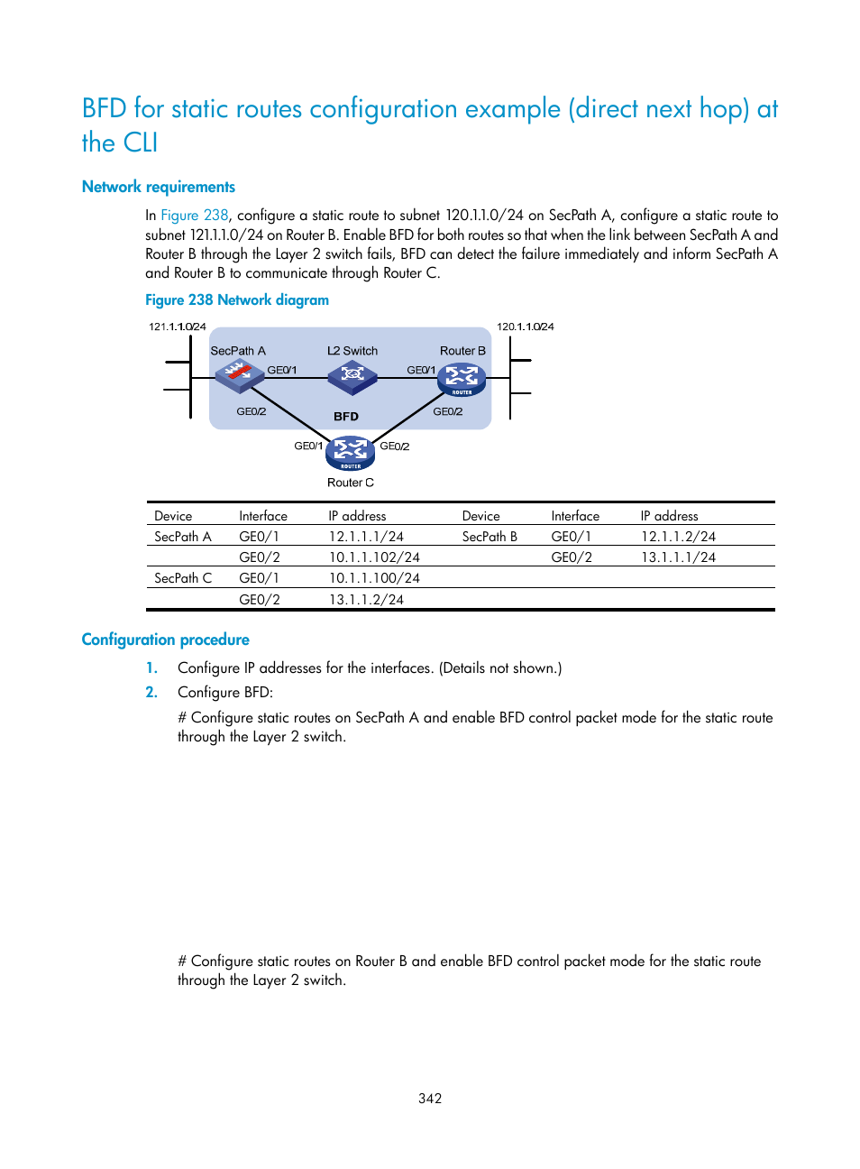 Network requirements, Configuration procedure | H3C Technologies H3C SecPath F1000-E User Manual | Page 367 / 967