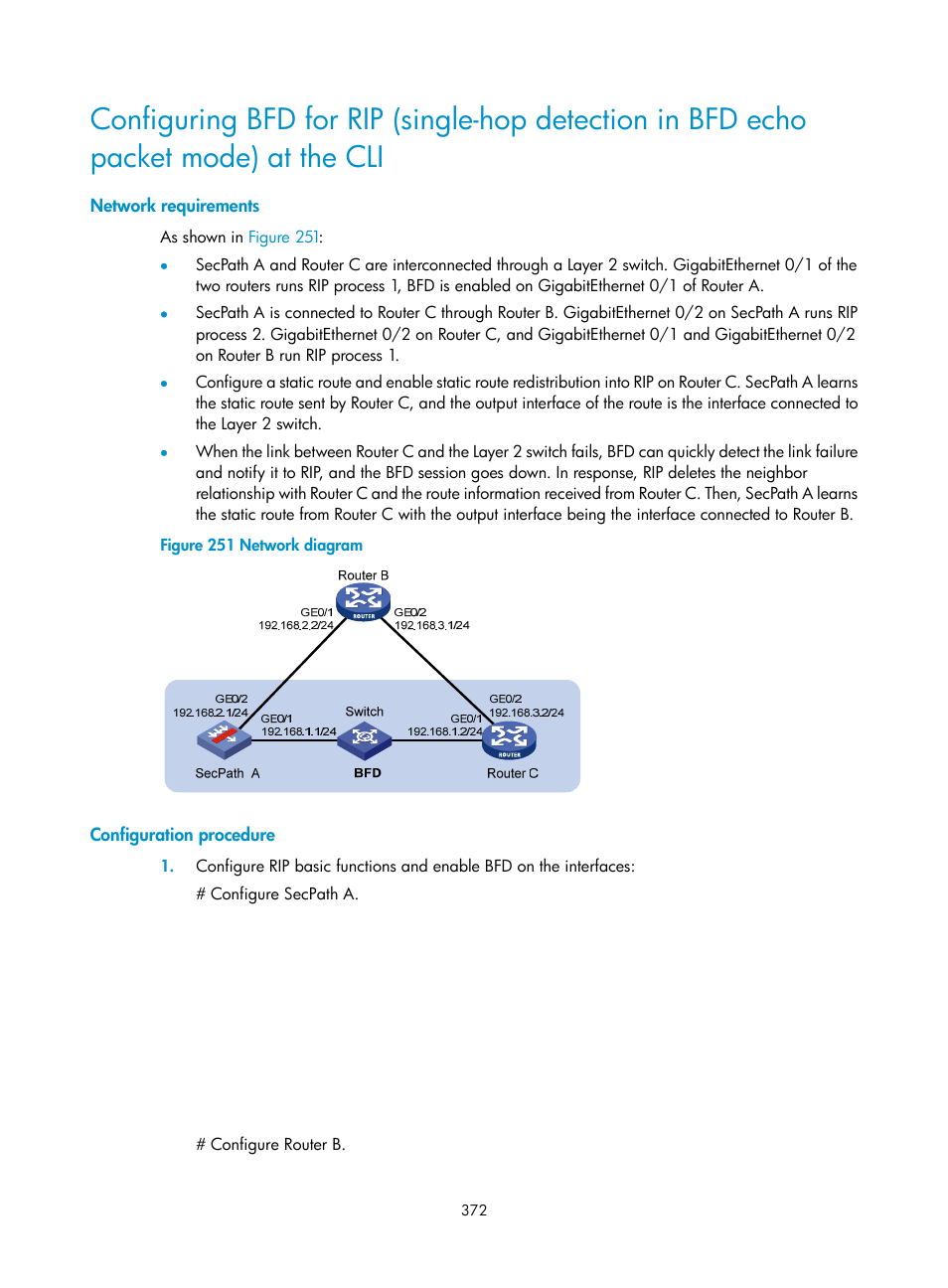 Network requirements, Configuration procedure | H3C Technologies H3C SecPath F1000-E User Manual | Page 397 / 967