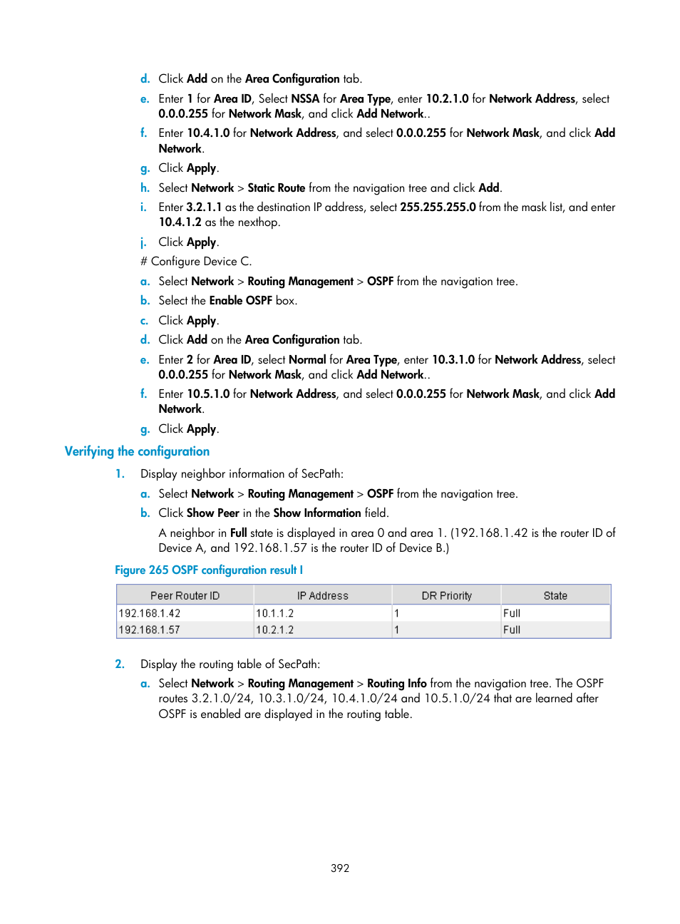 Verifying the configuration | H3C Technologies H3C SecPath F1000-E User Manual | Page 417 / 967