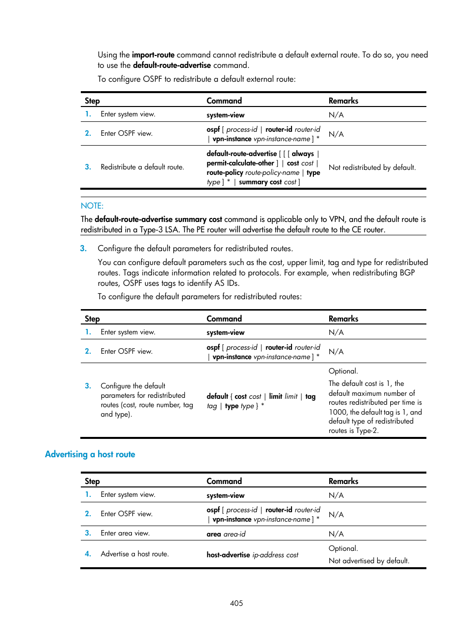 Advertising a host route | H3C Technologies H3C SecPath F1000-E User Manual | Page 430 / 967