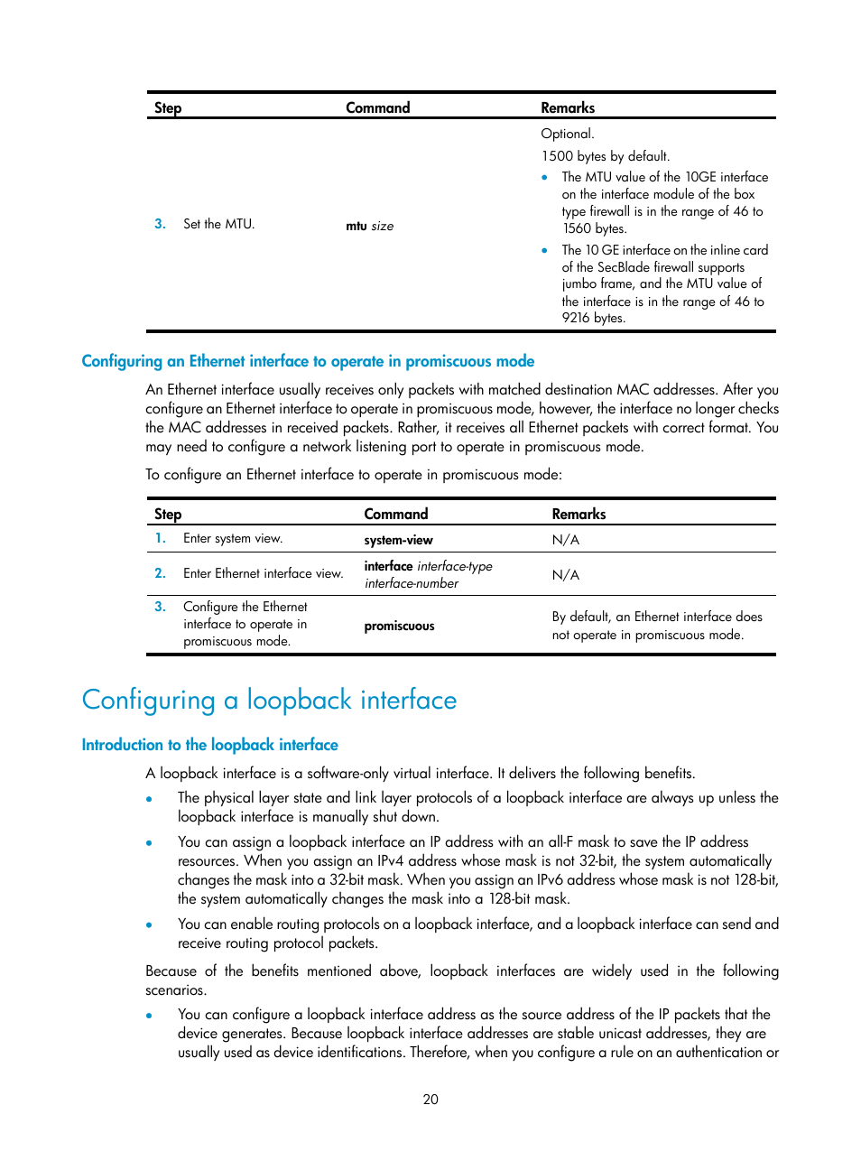 Configuring a loopback interface, Introduction to the loopback interface | H3C Technologies H3C SecPath F1000-E User Manual | Page 45 / 967