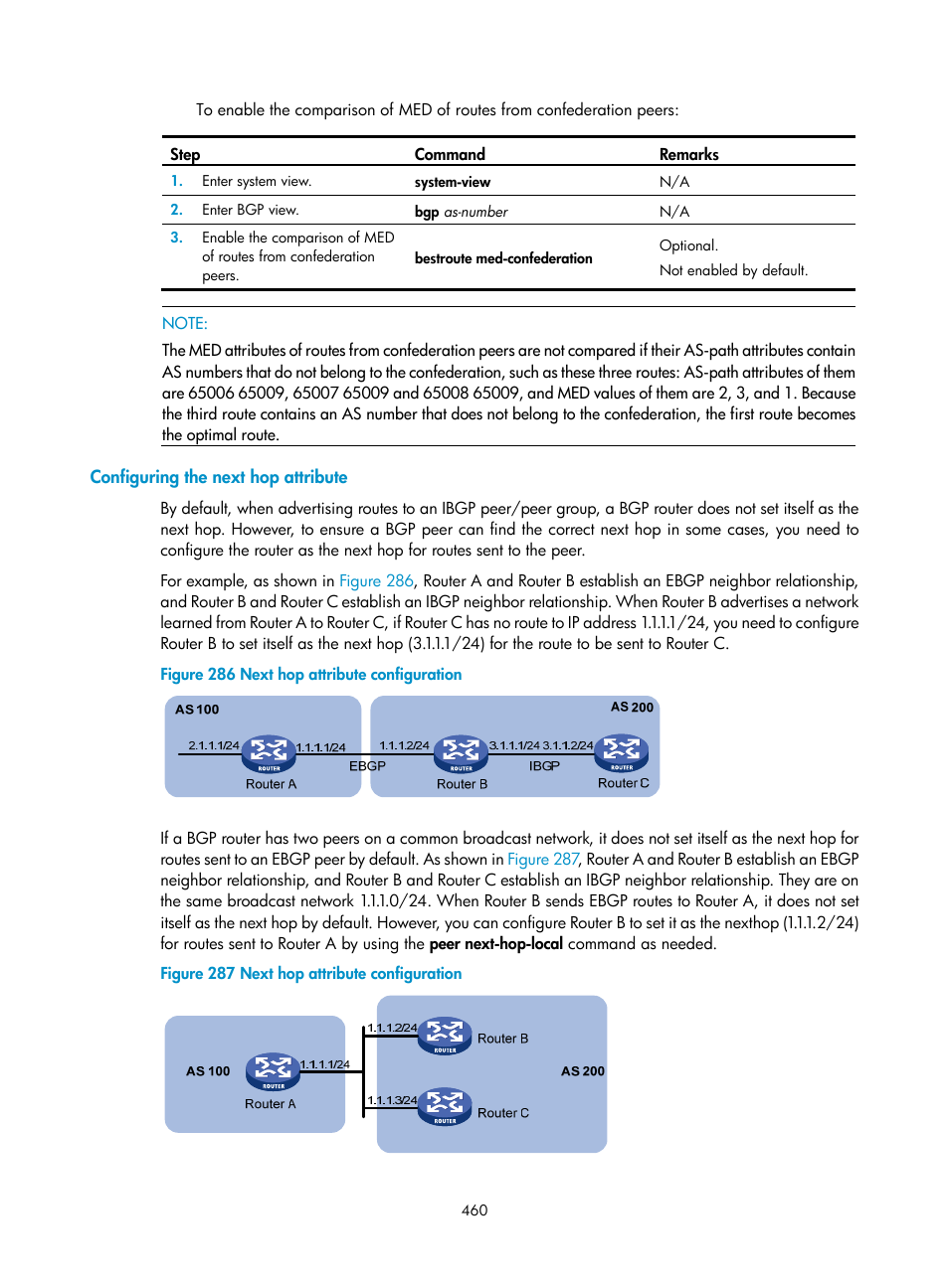 Configuring the next hop attribute | H3C Technologies H3C SecPath F1000-E User Manual | Page 485 / 967