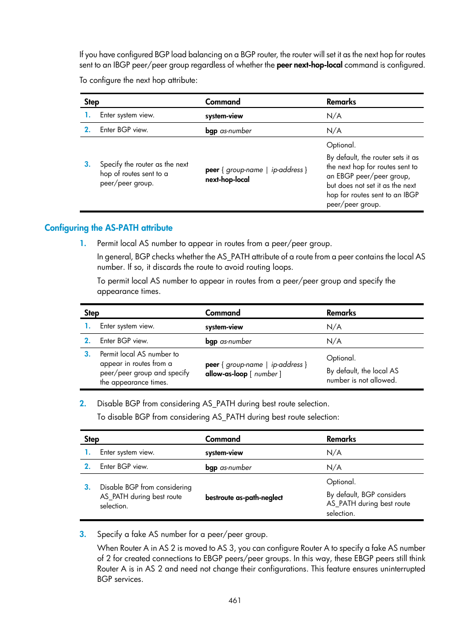 Configuring the as-path attribute | H3C Technologies H3C SecPath F1000-E User Manual | Page 486 / 967