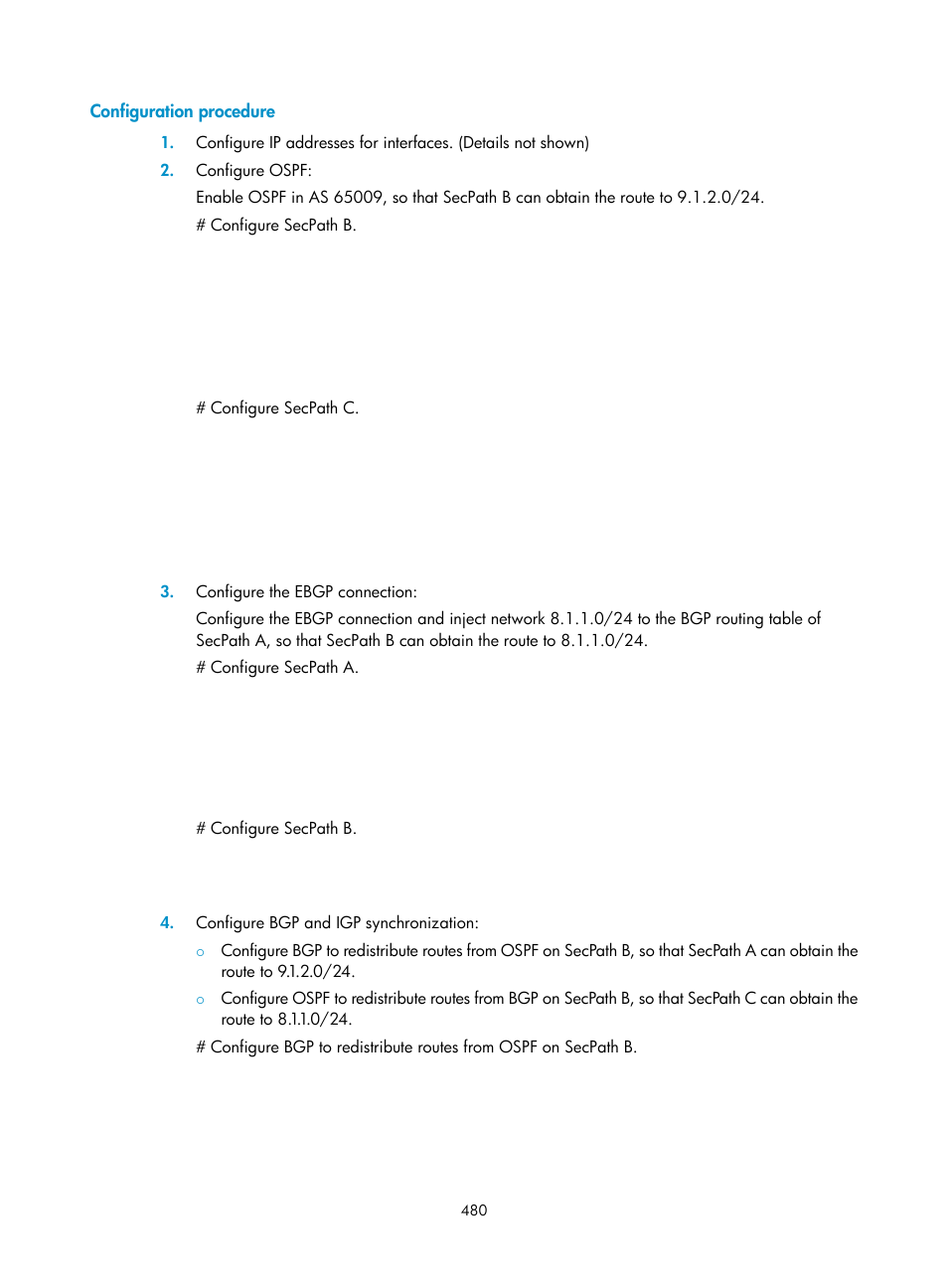 Configuration procedure | H3C Technologies H3C SecPath F1000-E User Manual | Page 505 / 967