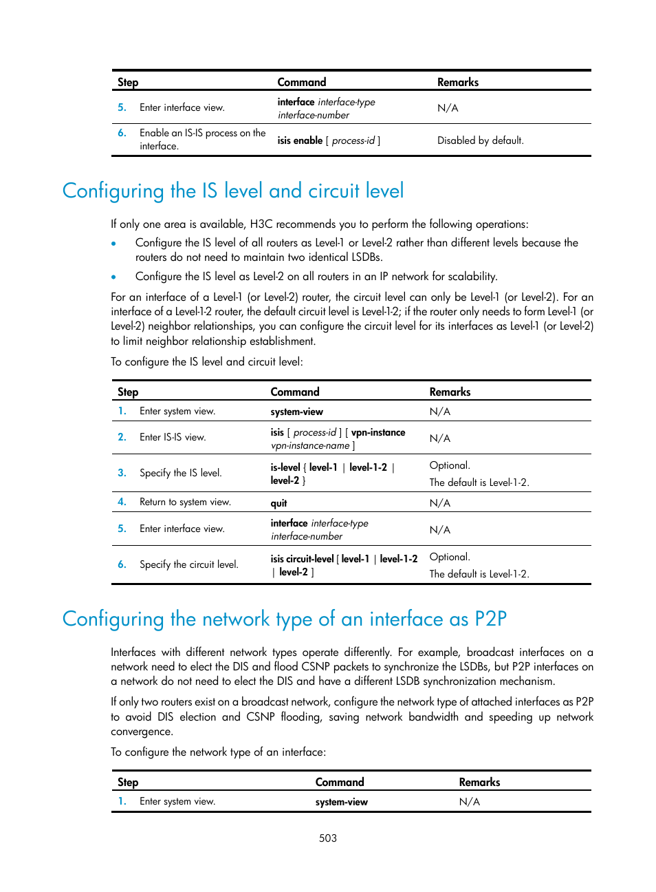 Configuring the is level and circuit level | H3C Technologies H3C SecPath F1000-E User Manual | Page 528 / 967