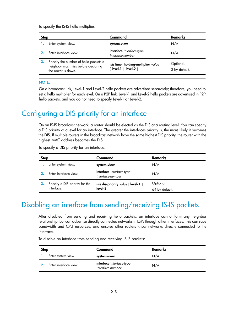 Configuring a dis priority for an interface | H3C Technologies H3C SecPath F1000-E User Manual | Page 535 / 967