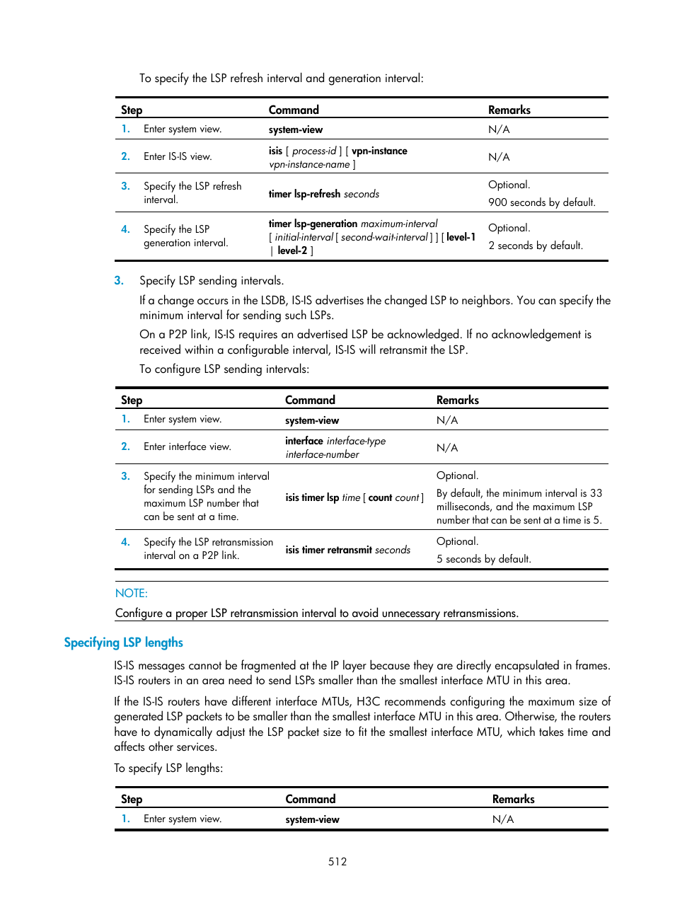 Specifying lsp lengths | H3C Technologies H3C SecPath F1000-E User Manual | Page 537 / 967