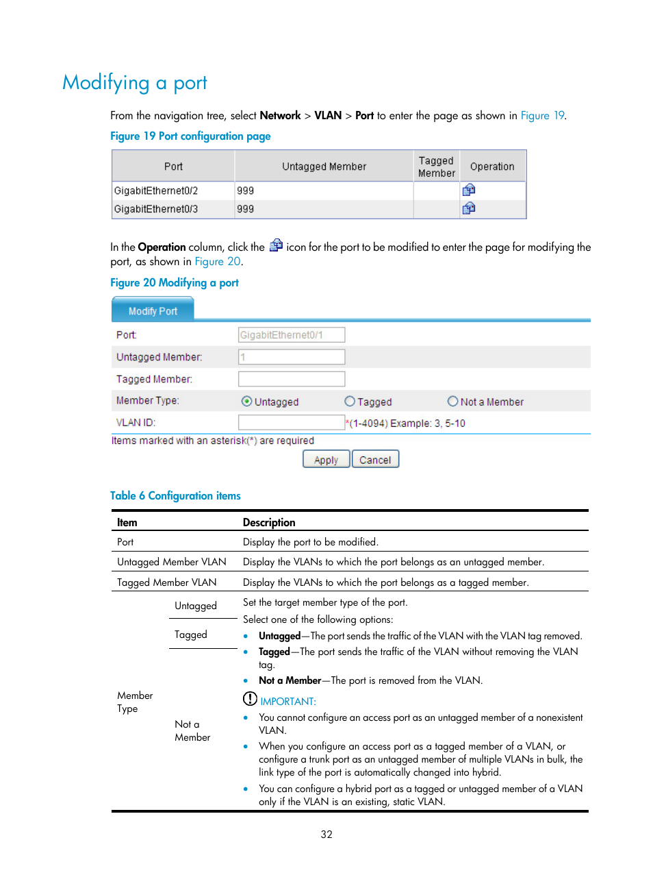 Modifying a port | H3C Technologies H3C SecPath F1000-E User Manual | Page 57 / 967