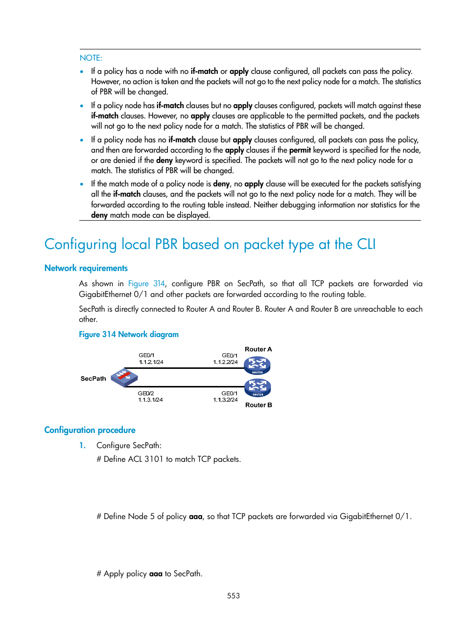 Network requirements, Configuration procedure | H3C Technologies H3C SecPath F1000-E User Manual | Page 578 / 967