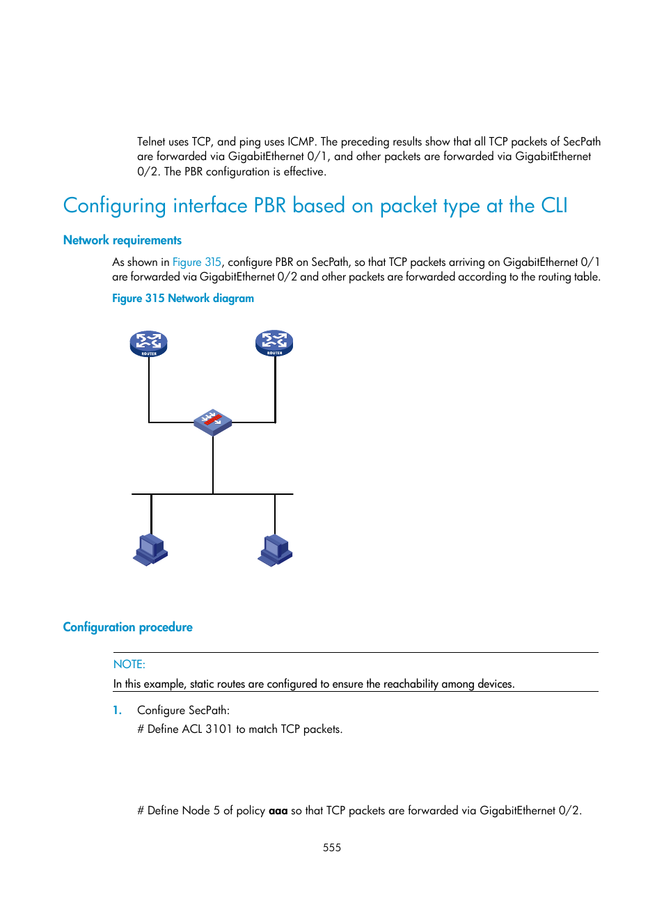 Network requirements, Configuration procedure | H3C Technologies H3C SecPath F1000-E User Manual | Page 580 / 967