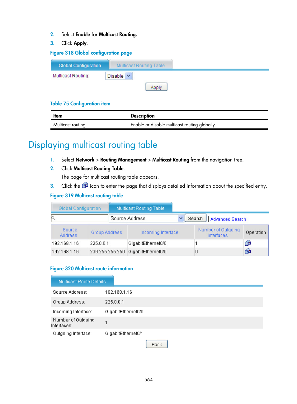 Displaying multicast routing table | H3C Technologies H3C SecPath F1000-E User Manual | Page 589 / 967