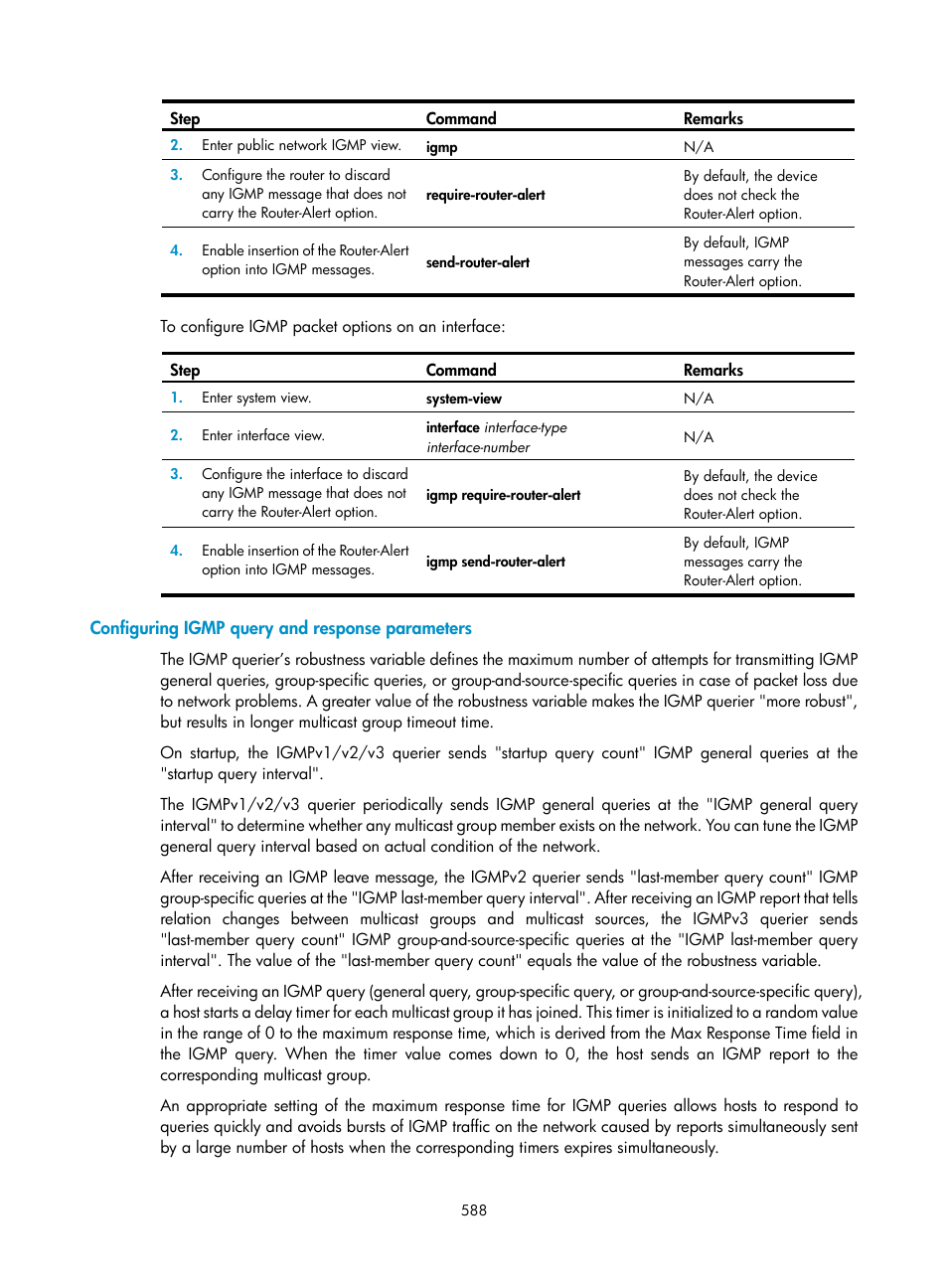 Configuring igmp query and response parameters | H3C Technologies H3C SecPath F1000-E User Manual | Page 613 / 967