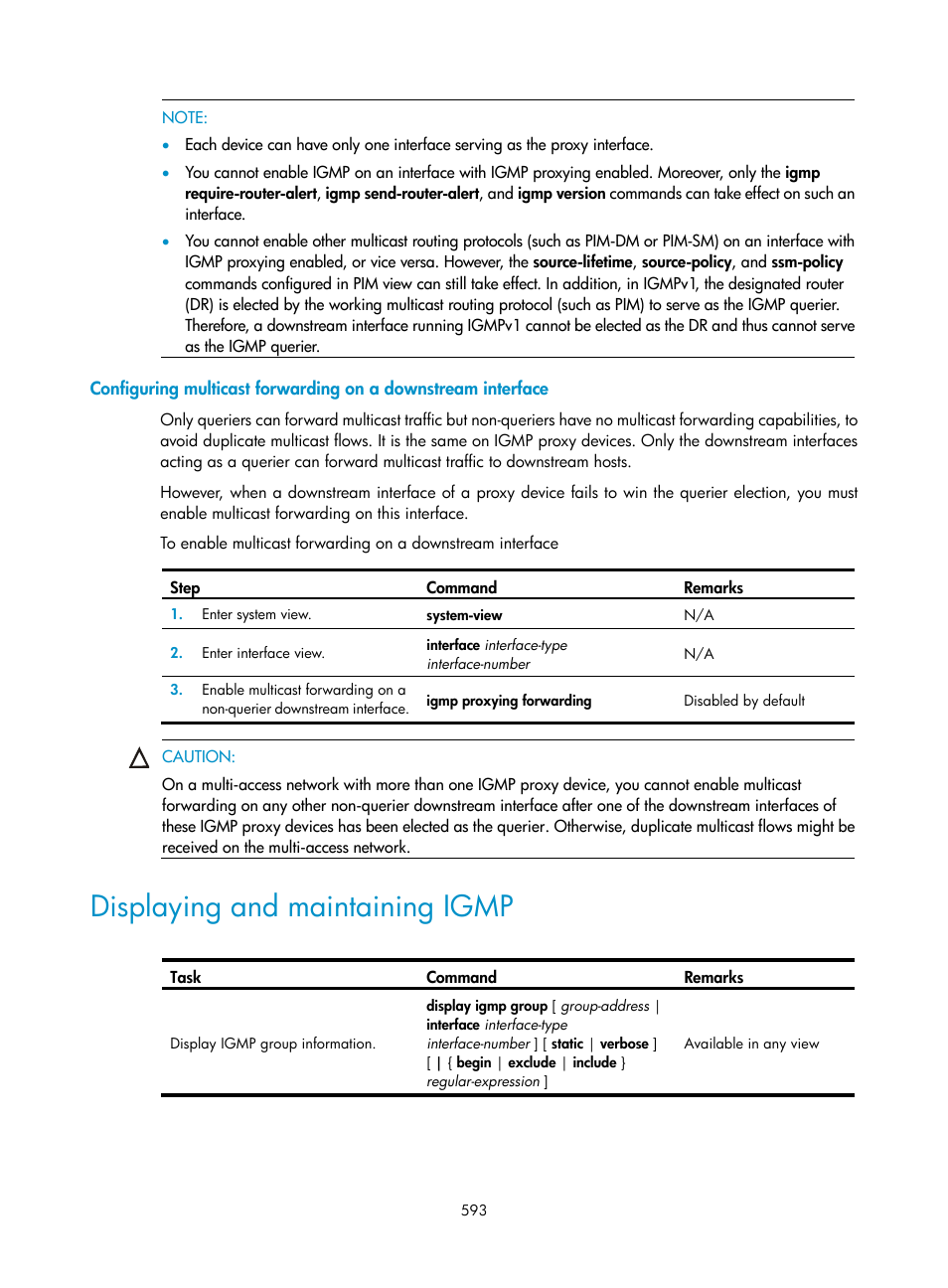 Displaying and maintaining igmp | H3C Technologies H3C SecPath F1000-E User Manual | Page 618 / 967