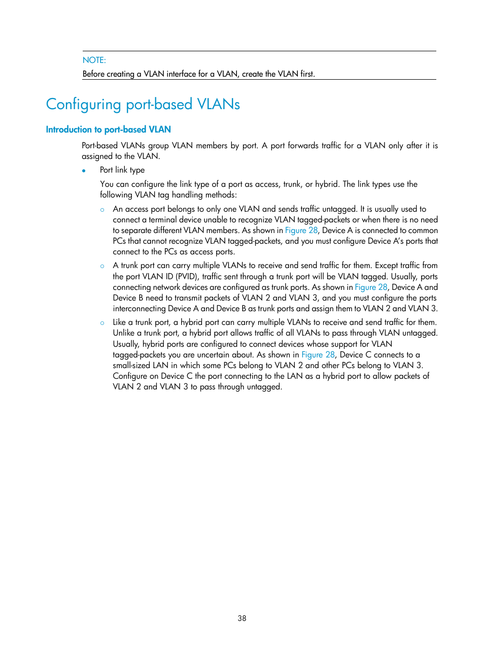 Configuring port-based vlans, Introduction to port-based vlan | H3C Technologies H3C SecPath F1000-E User Manual | Page 63 / 967