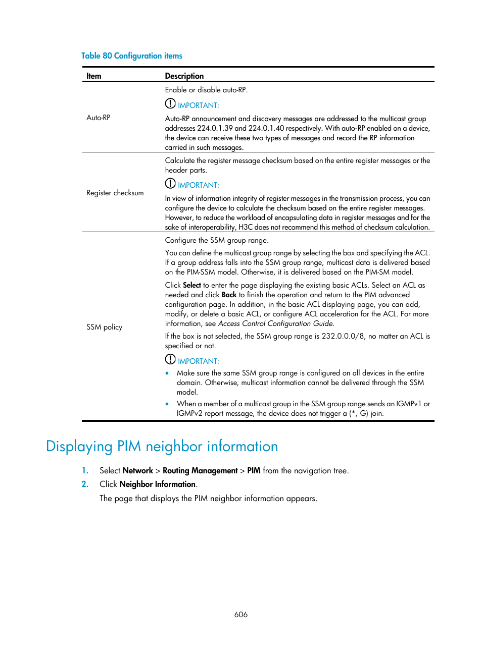 Displaying pim neighbor information | H3C Technologies H3C SecPath F1000-E User Manual | Page 631 / 967