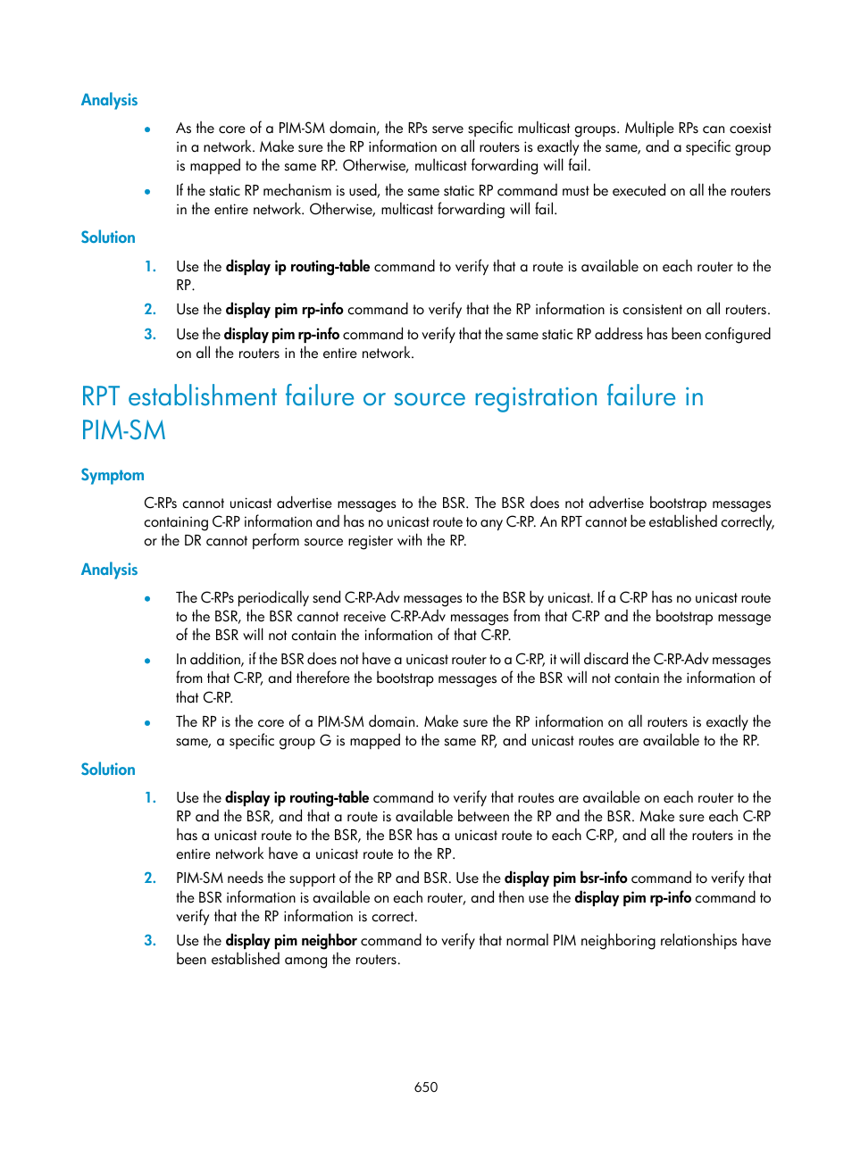 Analysis, Solution, Symptom | H3C Technologies H3C SecPath F1000-E User Manual | Page 675 / 967