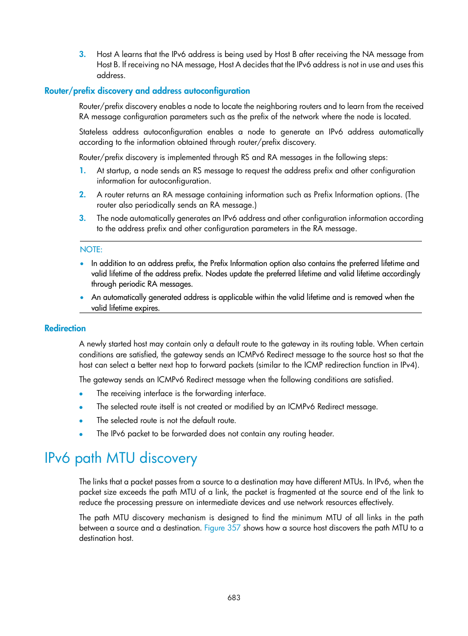 Redirection, Ipv6 path mtu discovery | H3C Technologies H3C SecPath F1000-E User Manual | Page 708 / 967