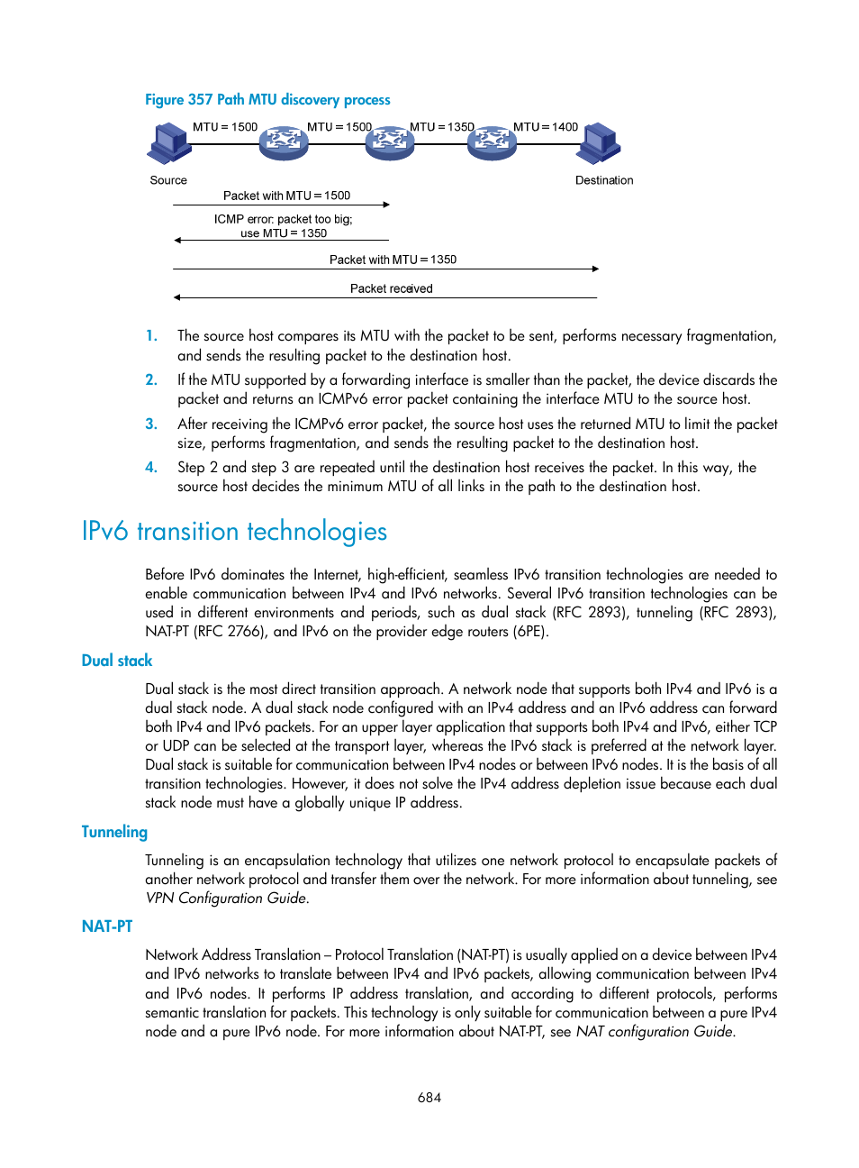 Ipv6 transition technologies, Dual stack, Tunneling | Nat-pt | H3C Technologies H3C SecPath F1000-E User Manual | Page 709 / 967