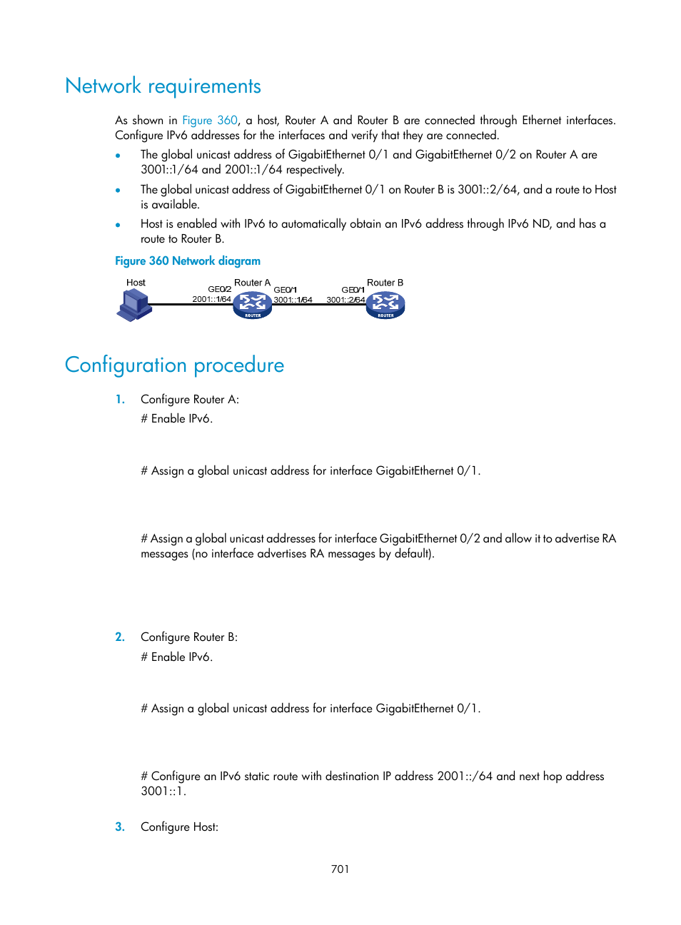 Network requirements, Configuration procedure | H3C Technologies H3C SecPath F1000-E User Manual | Page 726 / 967