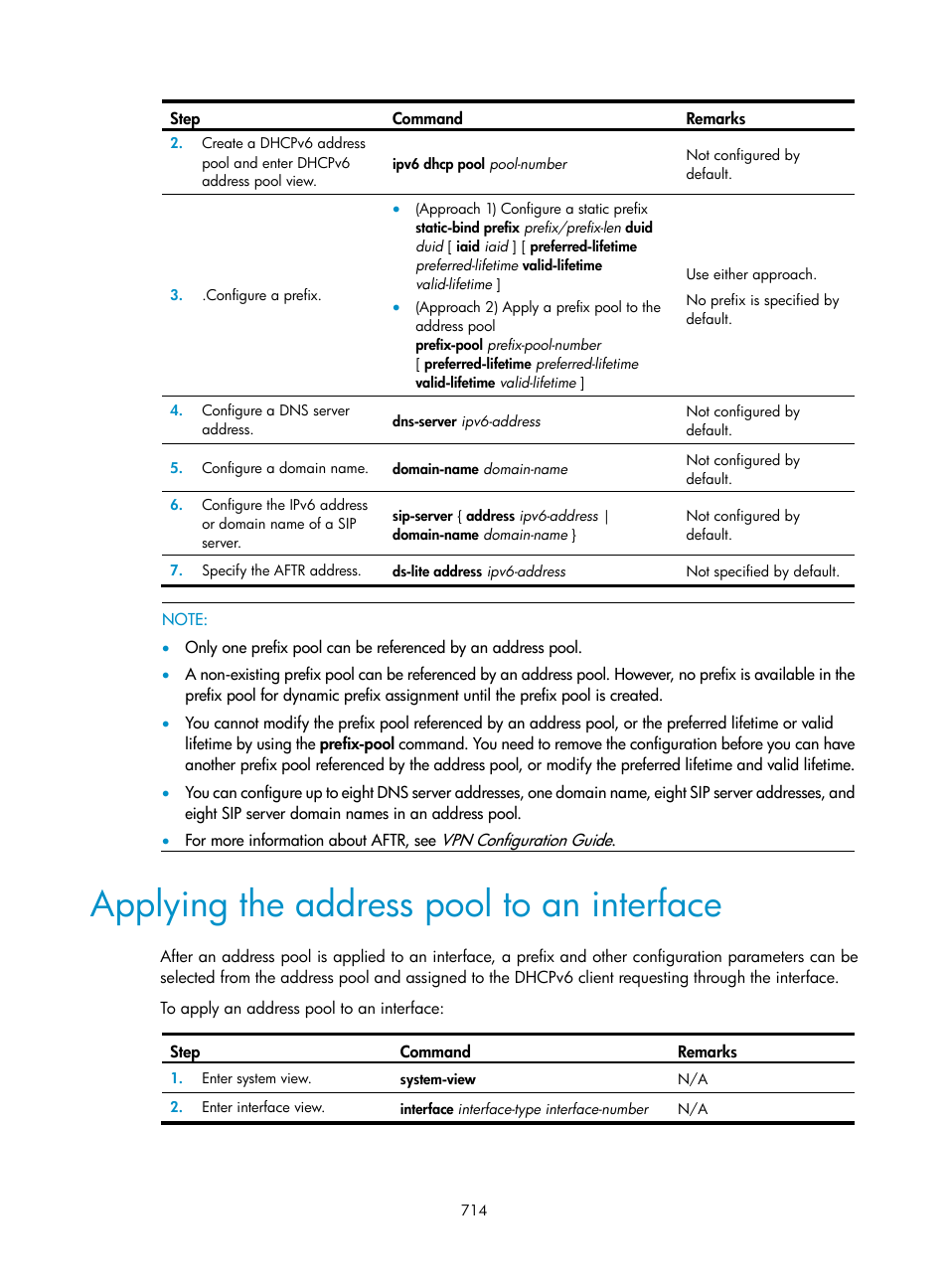 Applying the address pool to an interface | H3C Technologies H3C SecPath F1000-E User Manual | Page 739 / 967