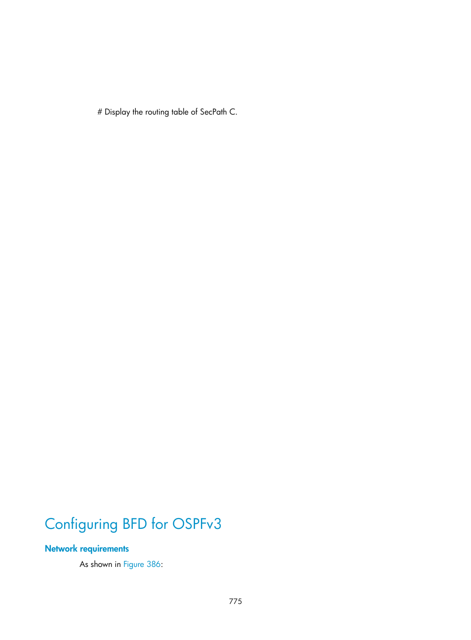 Configuring bfd for ospfv3, Network requirements | H3C Technologies H3C SecPath F1000-E User Manual | Page 800 / 967