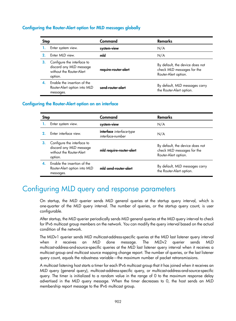 Configuring mld query and response parameters | H3C Technologies H3C SecPath F1000-E User Manual | Page 927 / 967