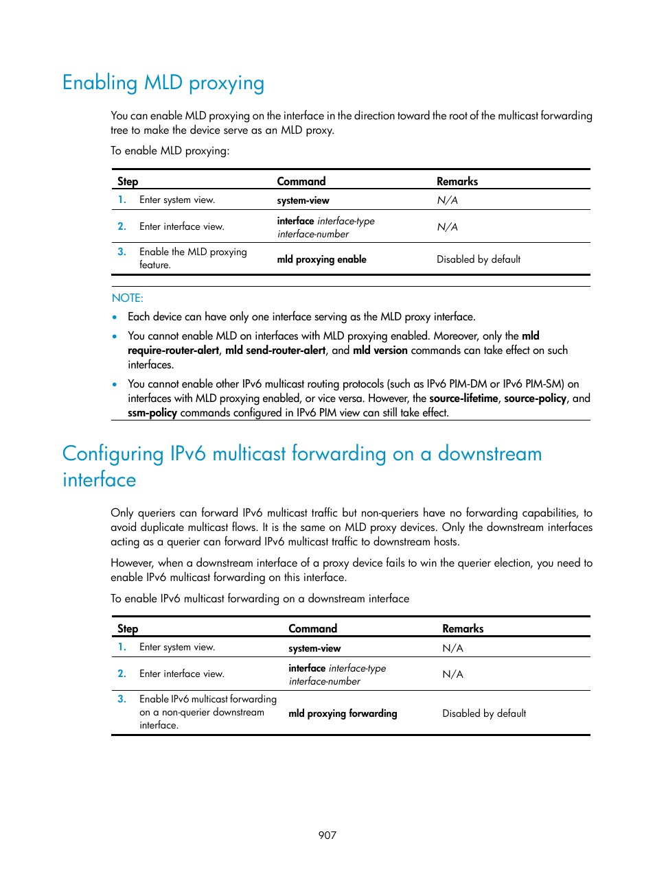 Enabling mld proxying | H3C Technologies H3C SecPath F1000-E User Manual | Page 932 / 967