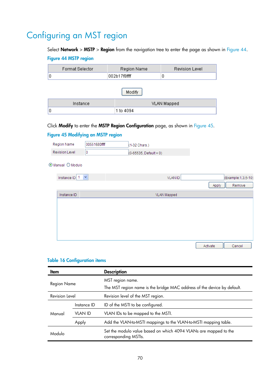 Configuring an mst region | H3C Technologies H3C SecPath F1000-E User Manual | Page 95 / 967