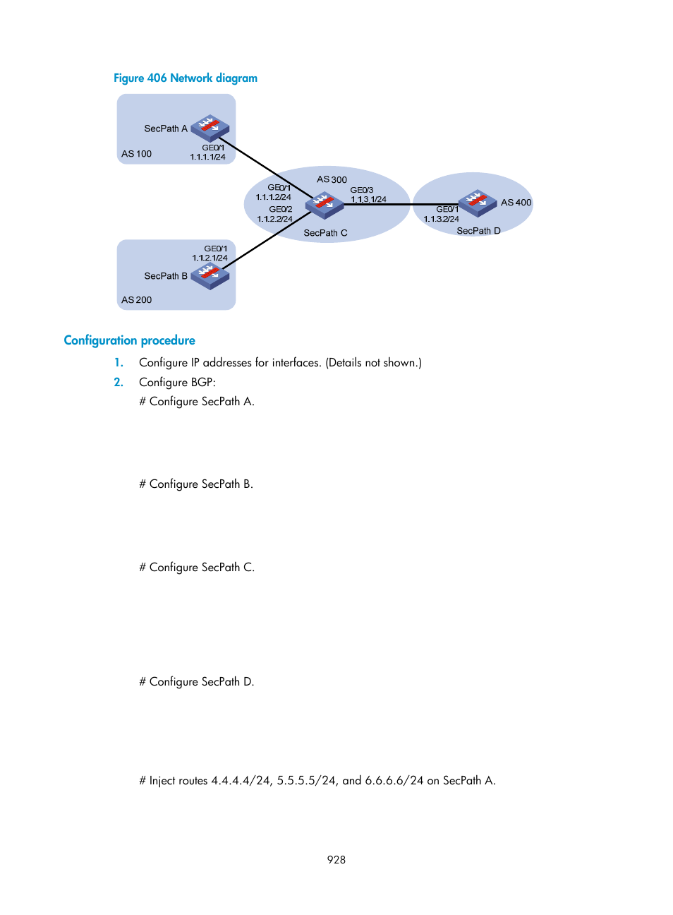 Configuration procedure | H3C Technologies H3C SecPath F1000-E User Manual | Page 953 / 967