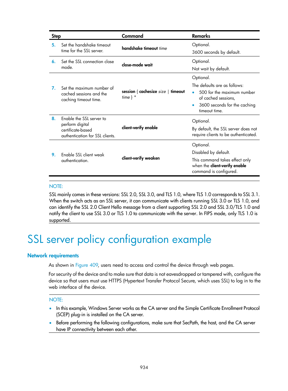 Ssl server policy configuration example, Network requirements | H3C Technologies H3C SecPath F1000-E User Manual | Page 959 / 967