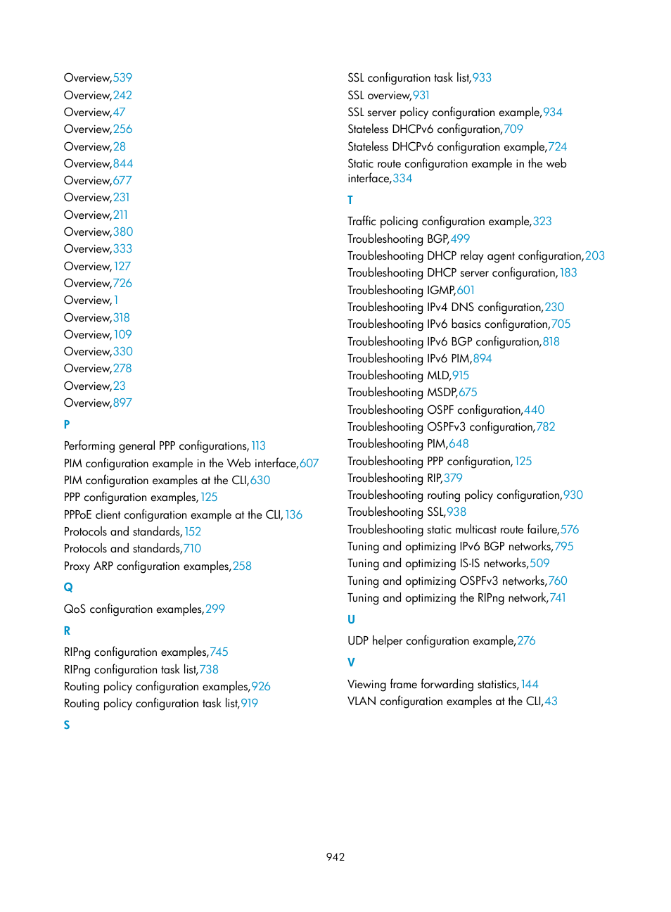 P q r, T u v | H3C Technologies H3C SecPath F1000-E User Manual | Page 967 / 967