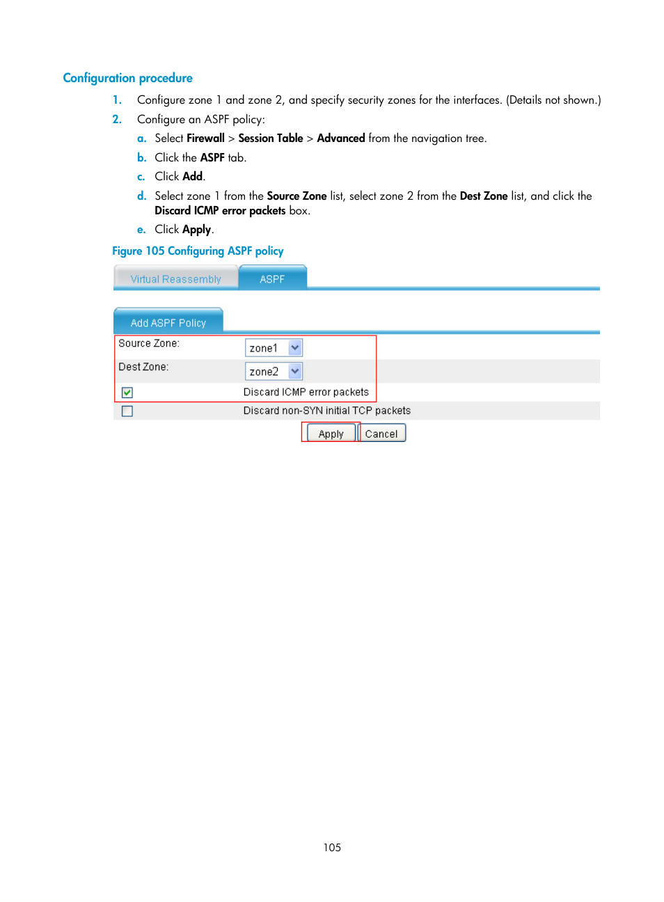 Configuration procedure | H3C Technologies H3C SecPath F1000-E User Manual | Page 115 / 273