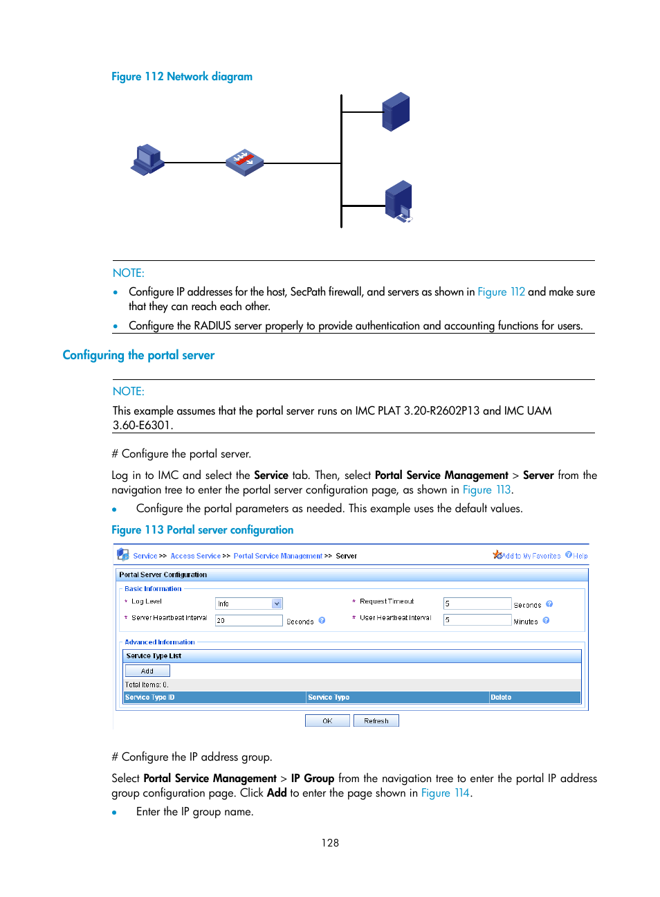 Configuring the portal server | H3C Technologies H3C SecPath F1000-E User Manual | Page 138 / 273